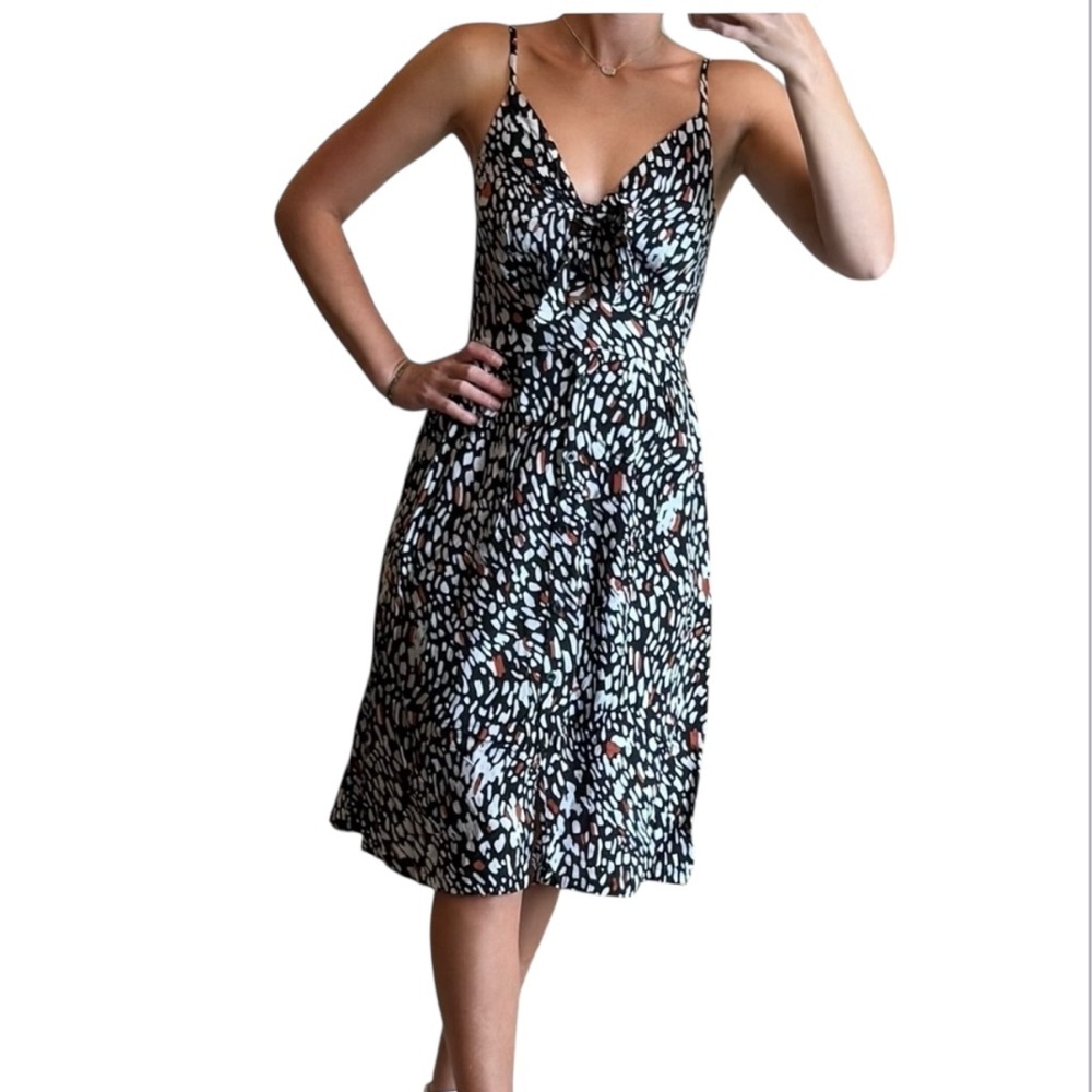 EcoWish Black and White Spotted Midi Dress